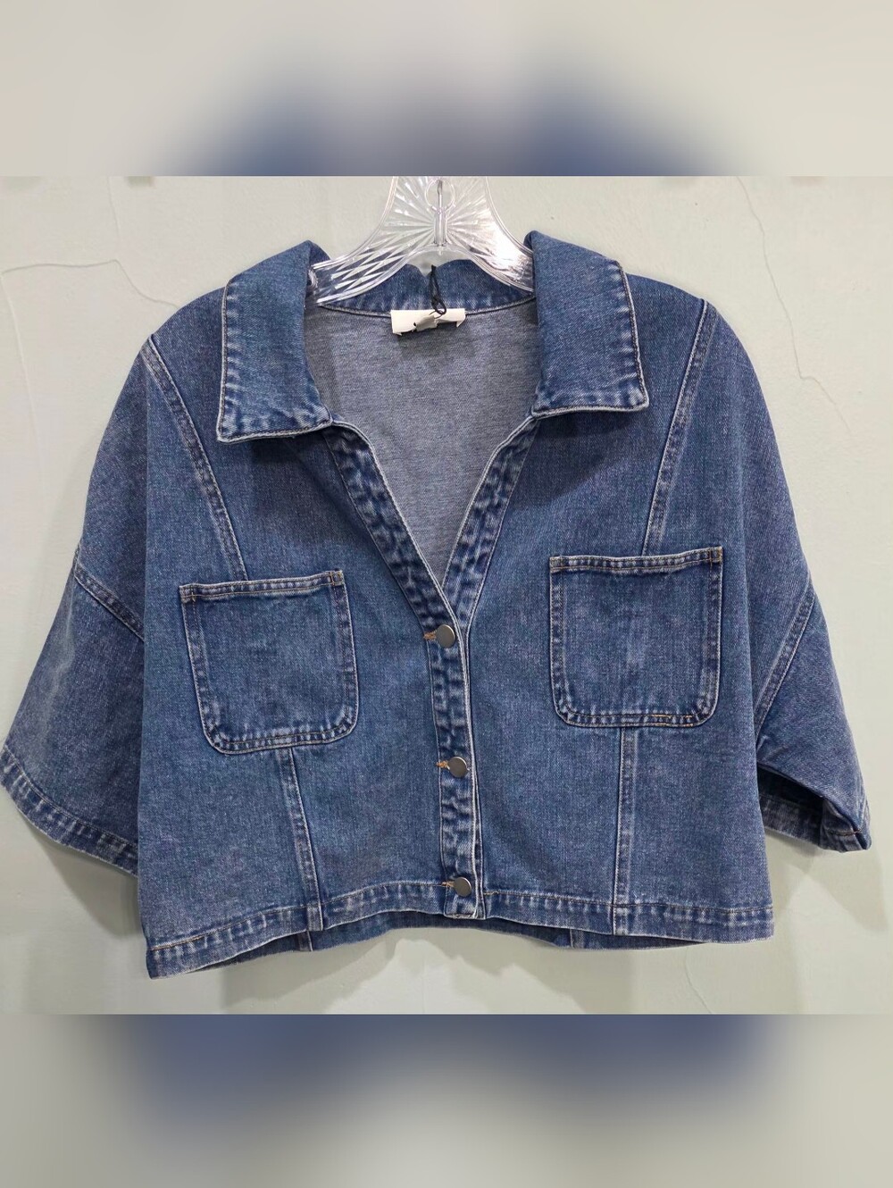 Le Lis Washed Blue Denim Top
